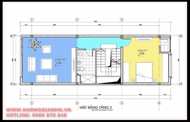 Mặt bằng tầng 2-3-4